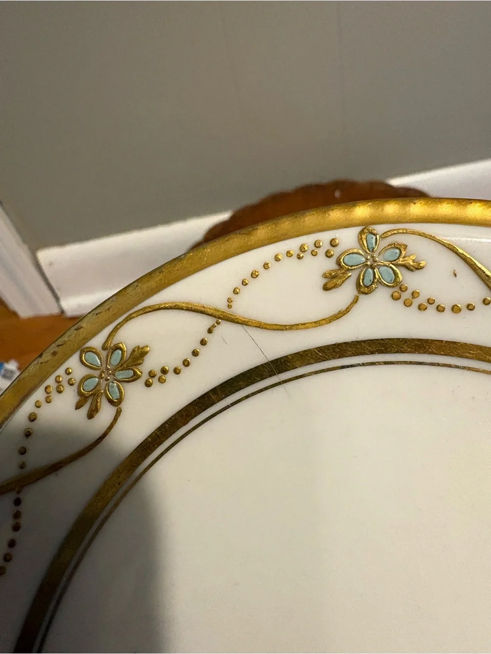 Limoges Elegant Gold, White, and Blue Decorative Plate